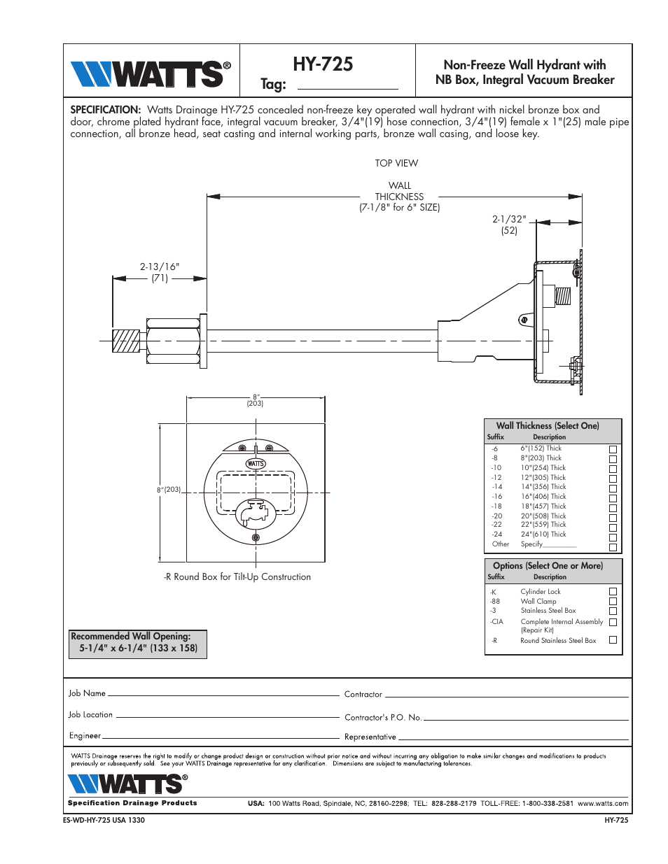 Watts HY-725 User Manual | 1 page | Original mode