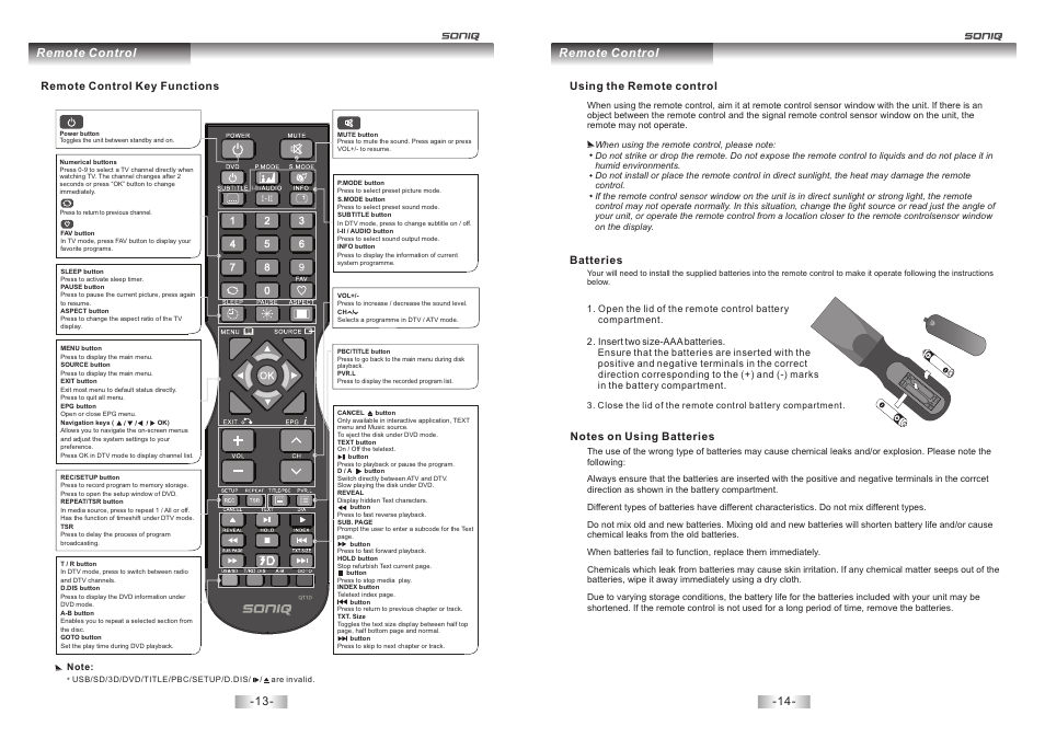 Remote control soniq l32v12b user manual page 8 17 original mode