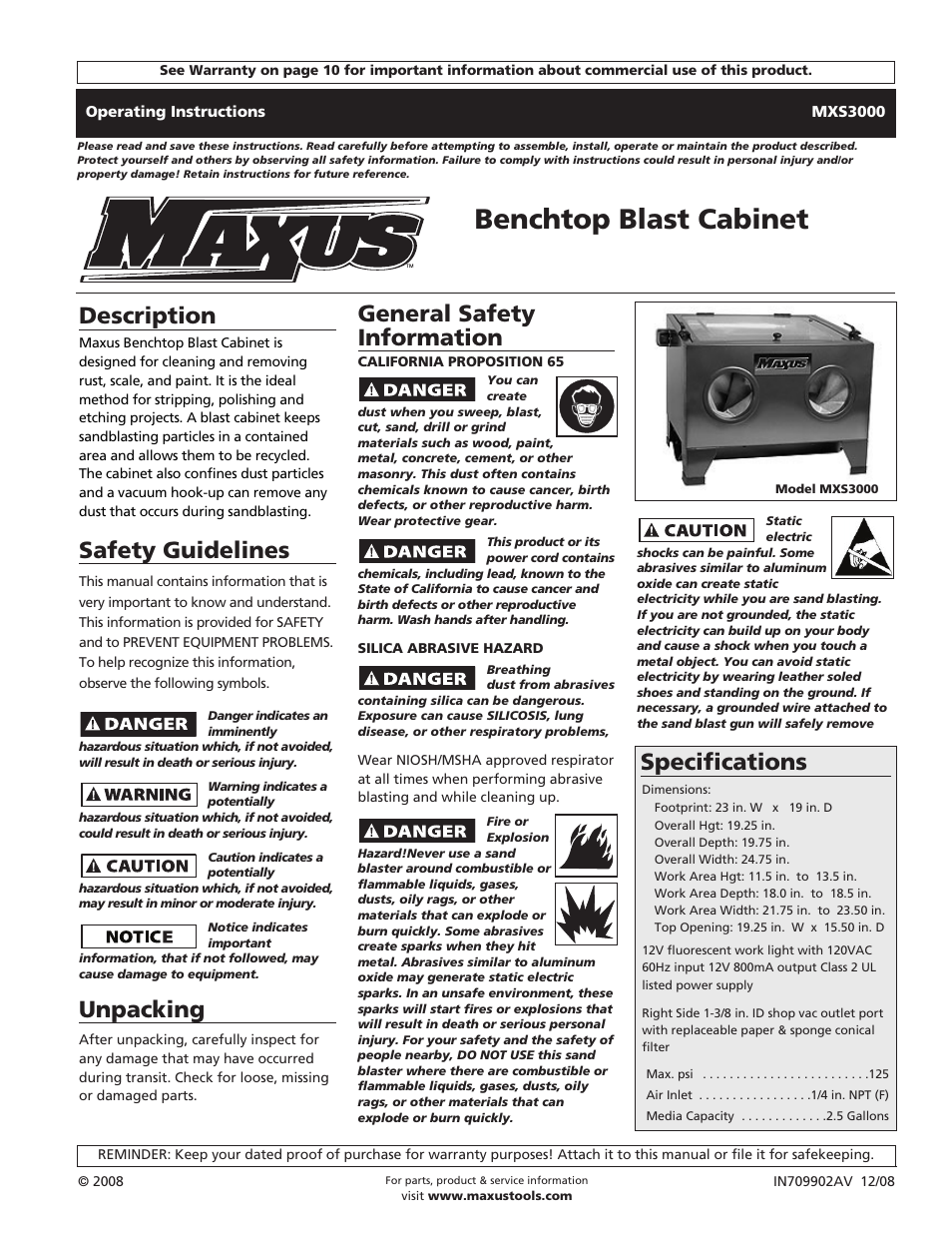 Maxus Tools Mxs3000 User Manual 32 Pages