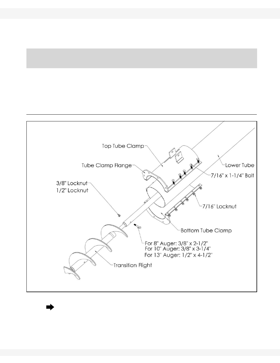 Assembly, Tube clamps and transition flight assembly | Wheatheart GHR Augers Intake Hopper User Manual | Page 7 / 18