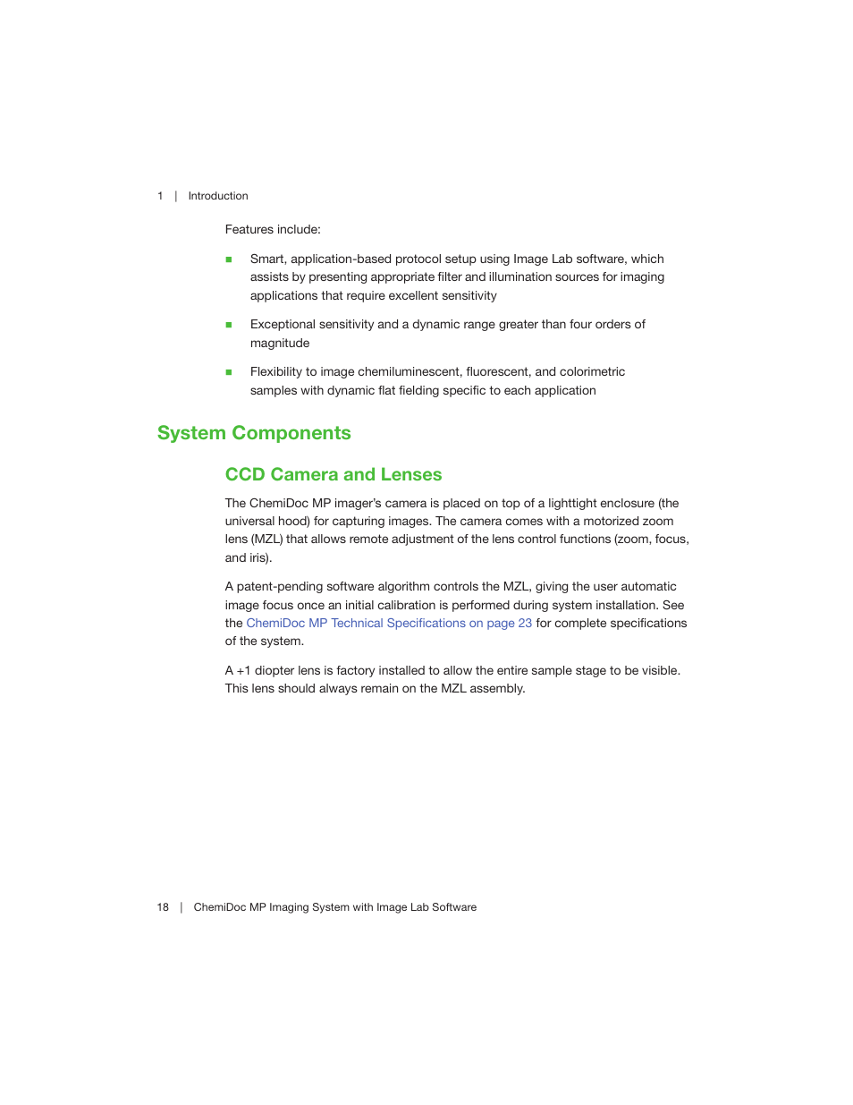 System components, Ccd camera and lenses | Bio-Rad Image Lab™ Software