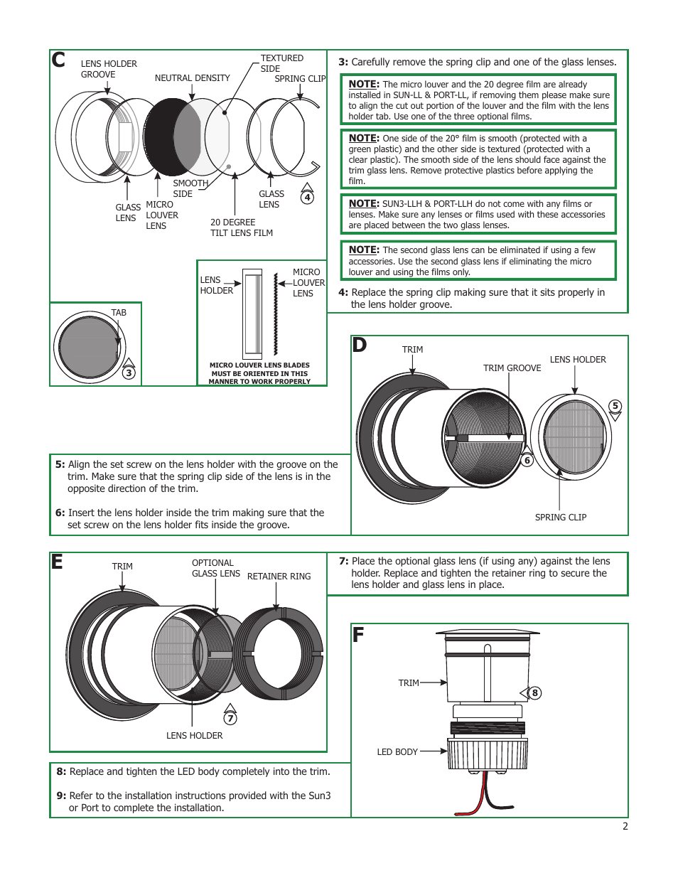 Edge Lighting Sun 3 LED Components | Page 2 / 2 | Original mode | Also for: Port LED Components