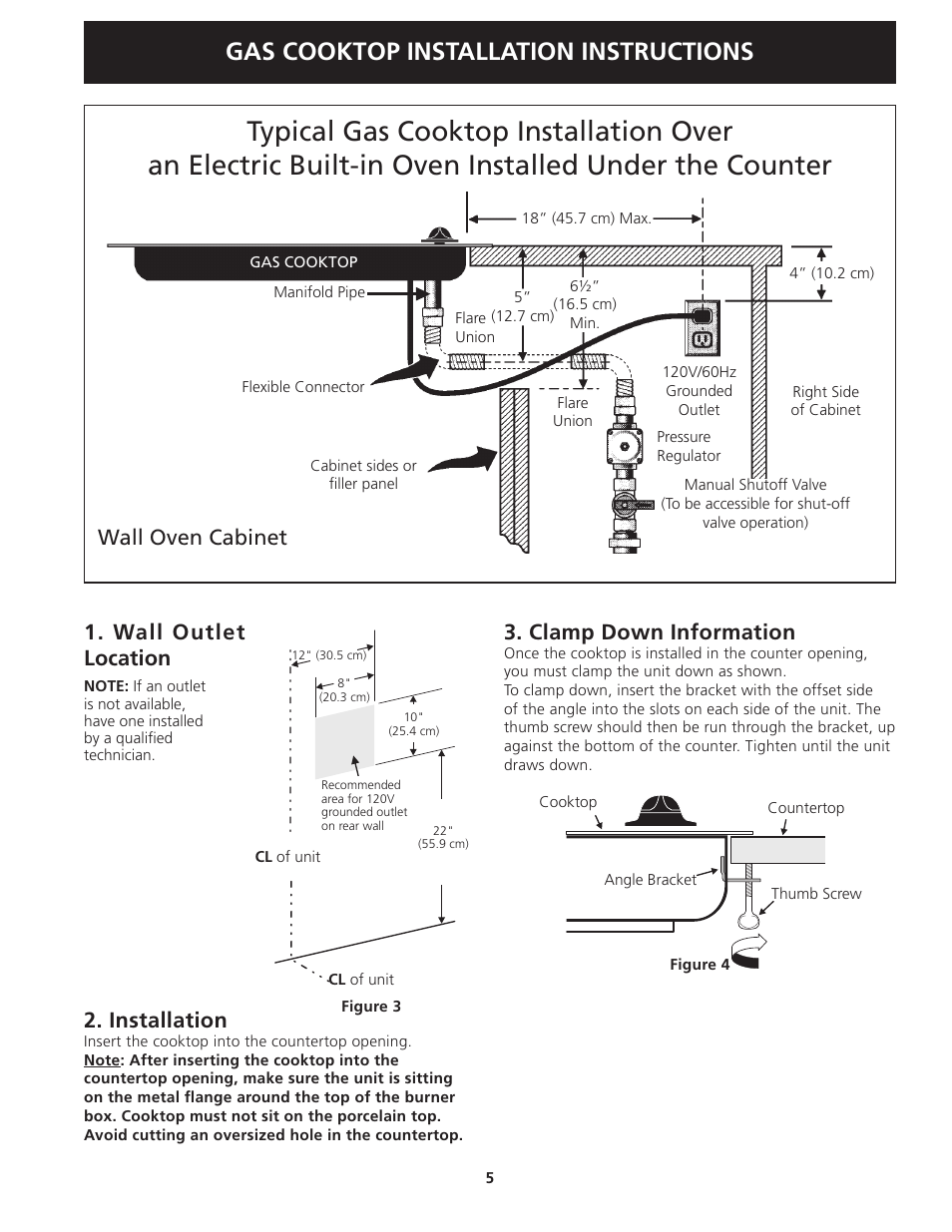 Gas Cooktop Installation Instructions Wall Oven Cabinet Wall