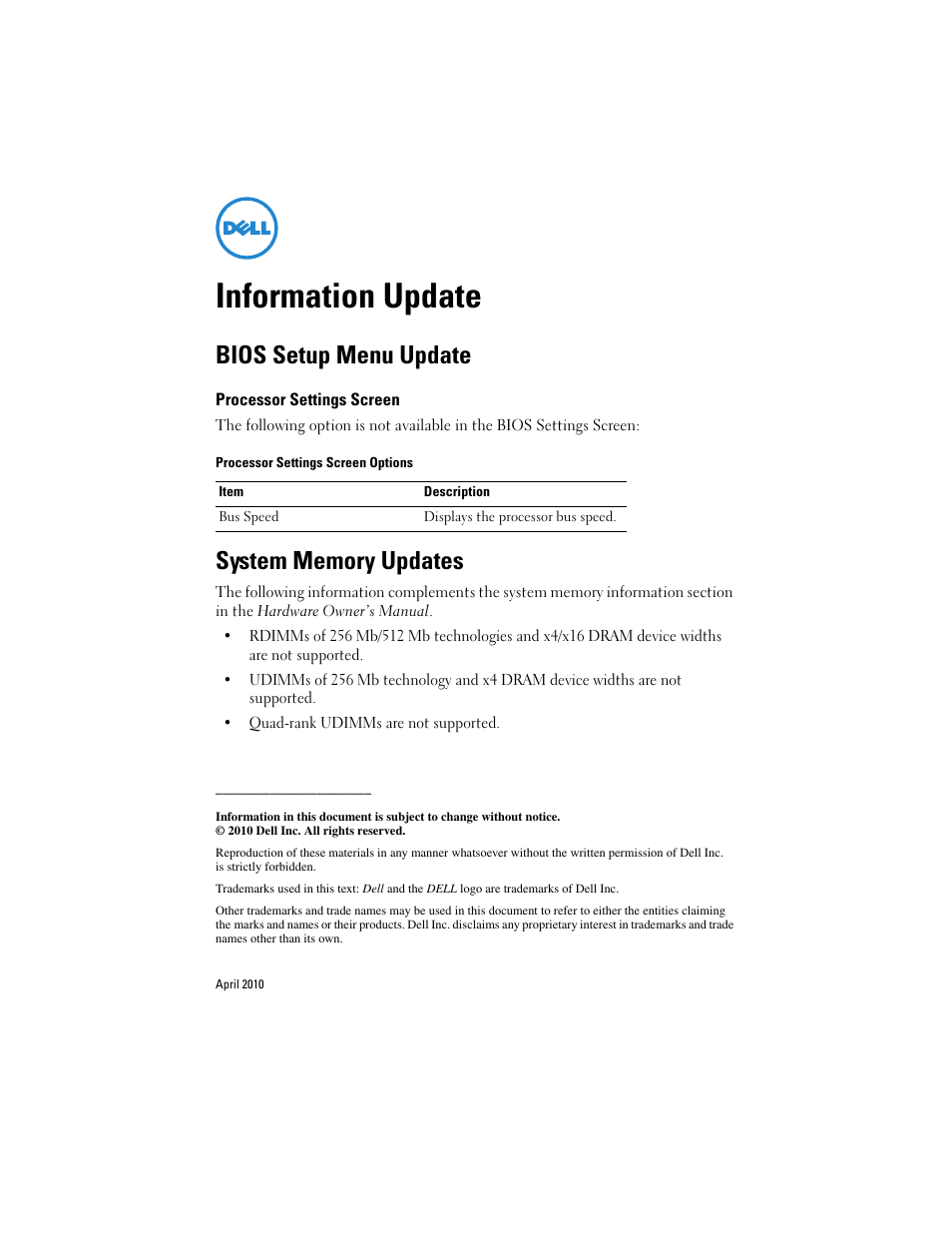 Dell PowerEdge T110 User Manual | 7 pages