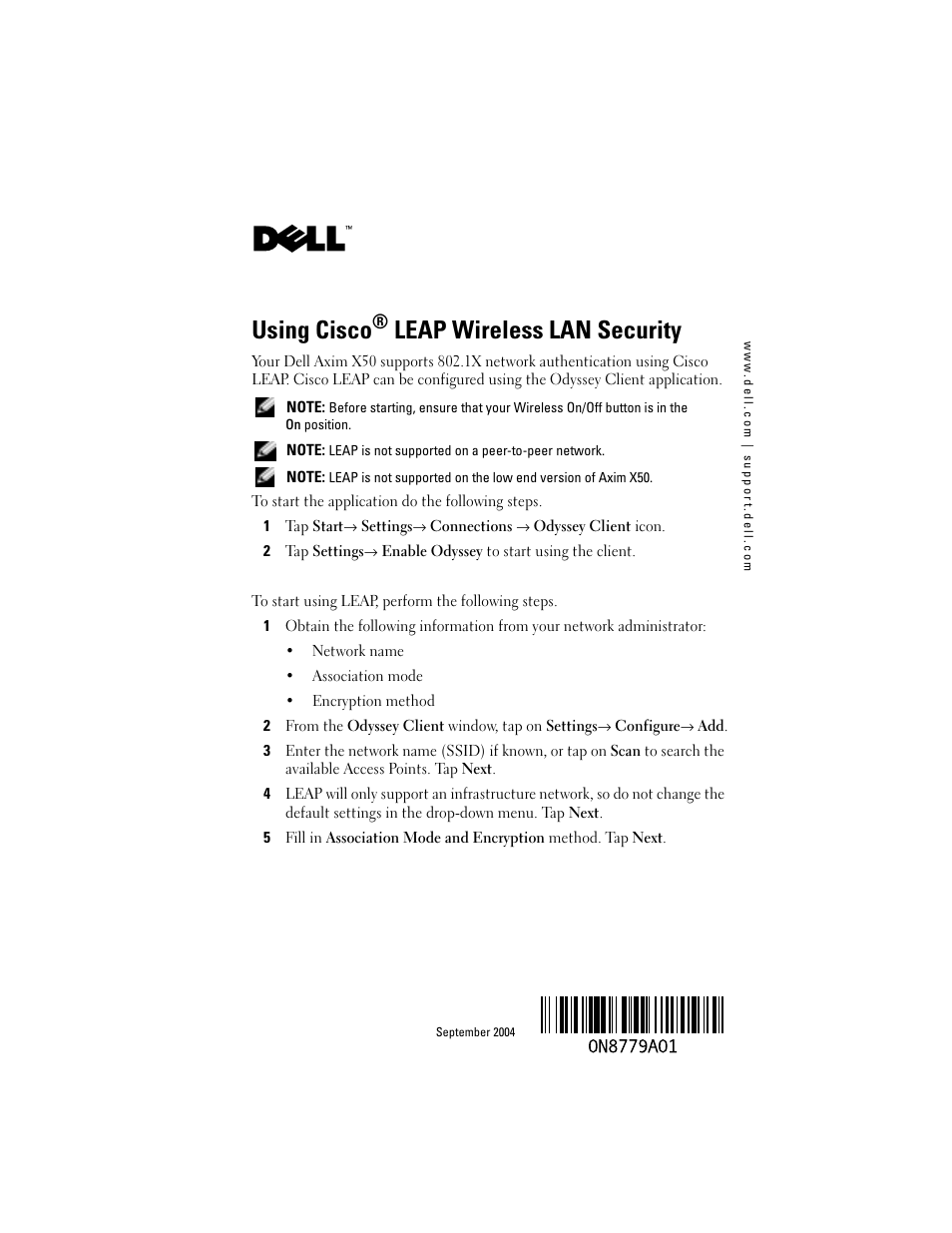 Dell Axim X50 User Manual | 18 pages