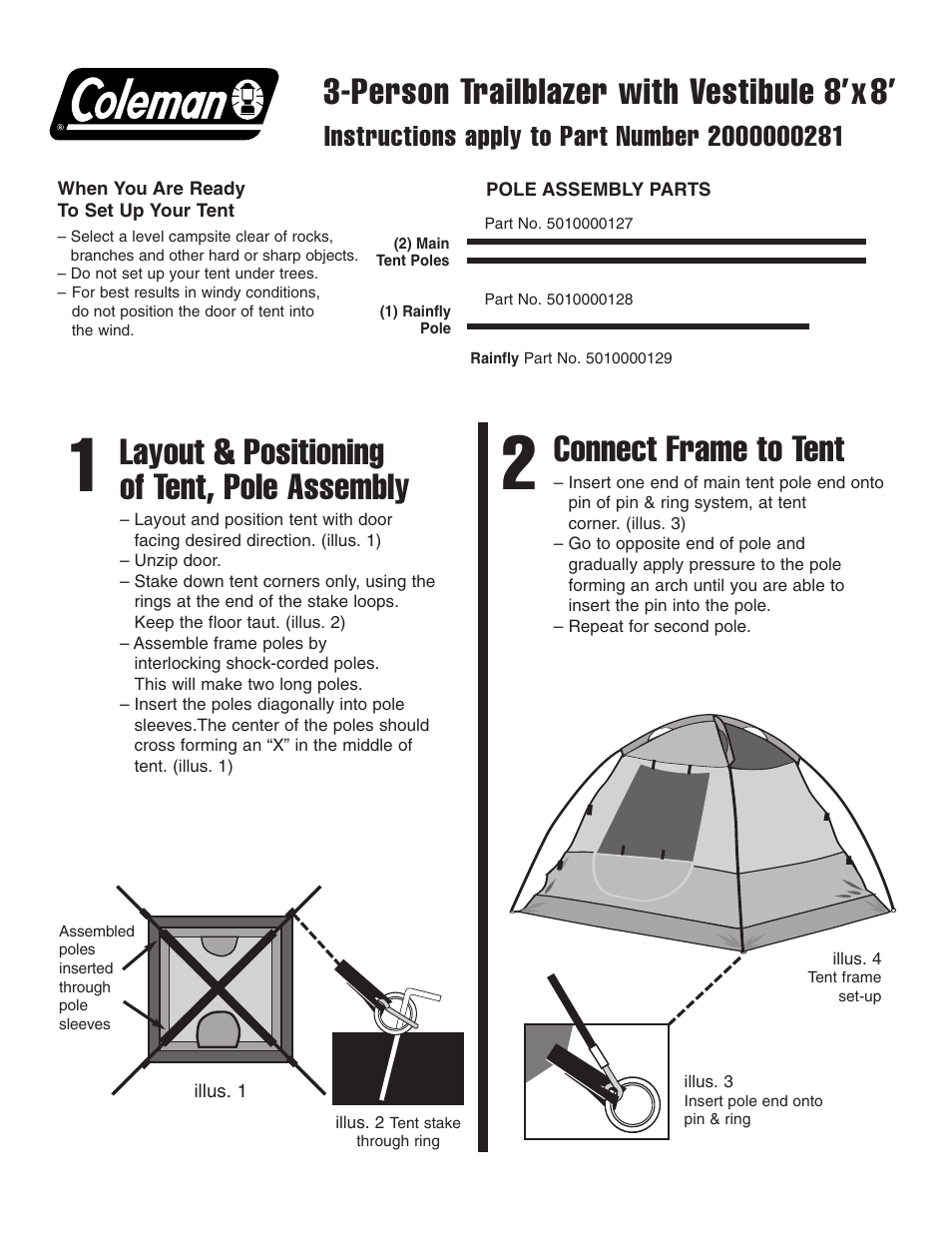 Coleman Tent User Manual | 2 pages | Original mode | Also for: 3-Person