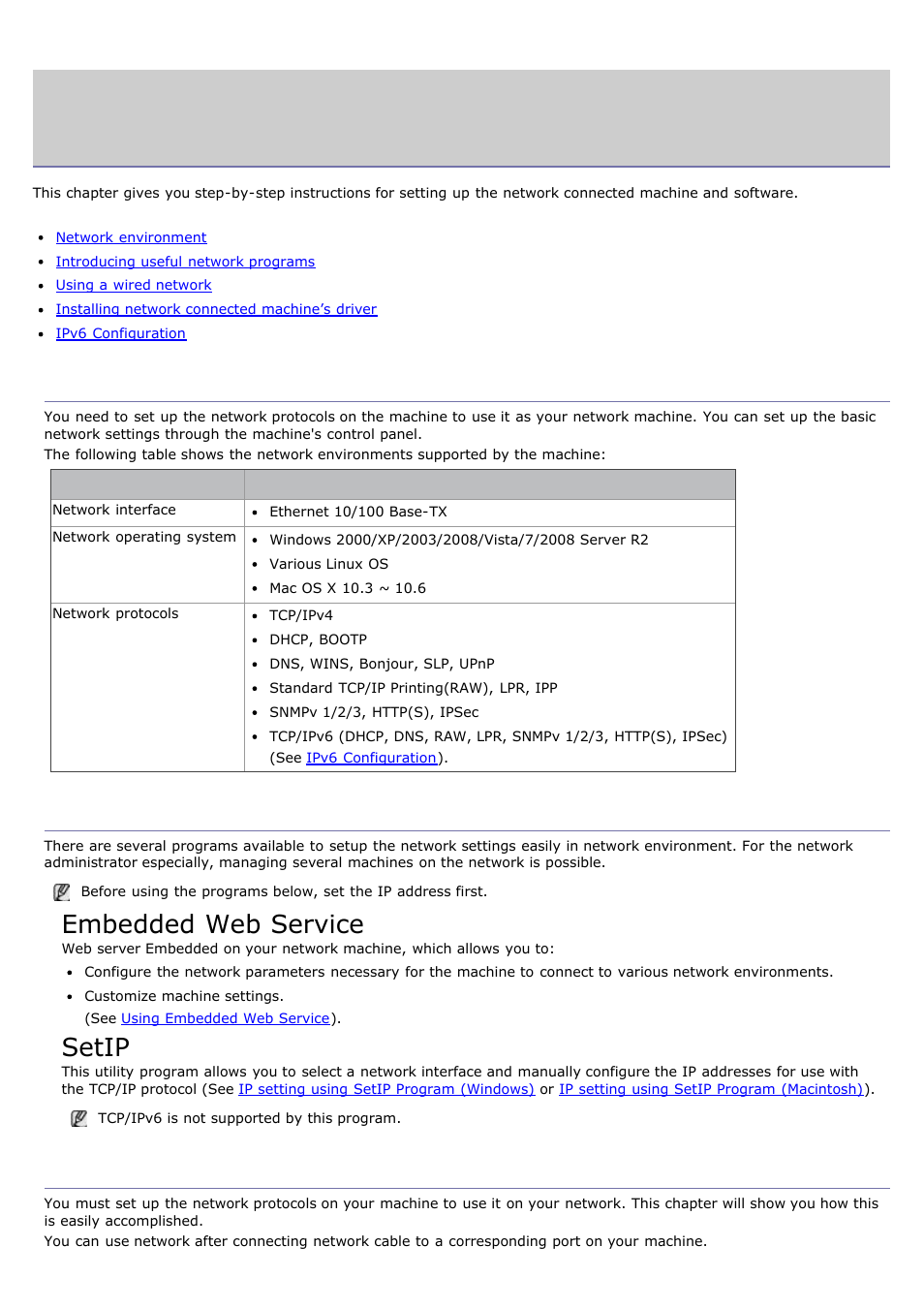 Network setup, Network Introducing useful network programs | Dell 1135n Multifunction Mono Printer User Manual | Page / 138