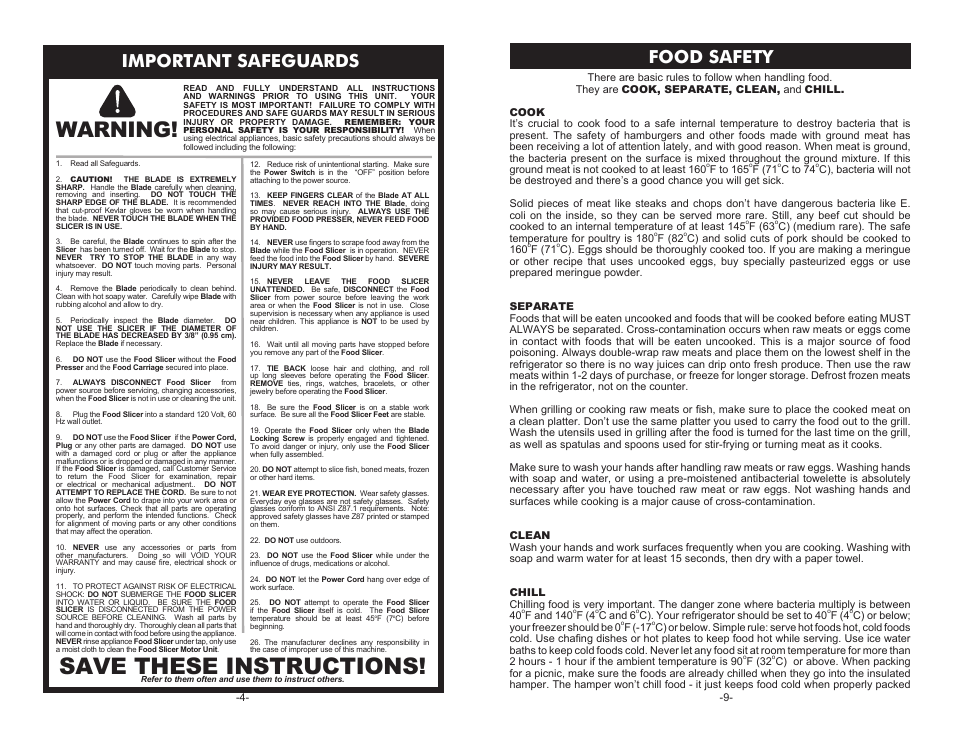 Save these instructions, Warning, Important safeguards | Cabela's Pro