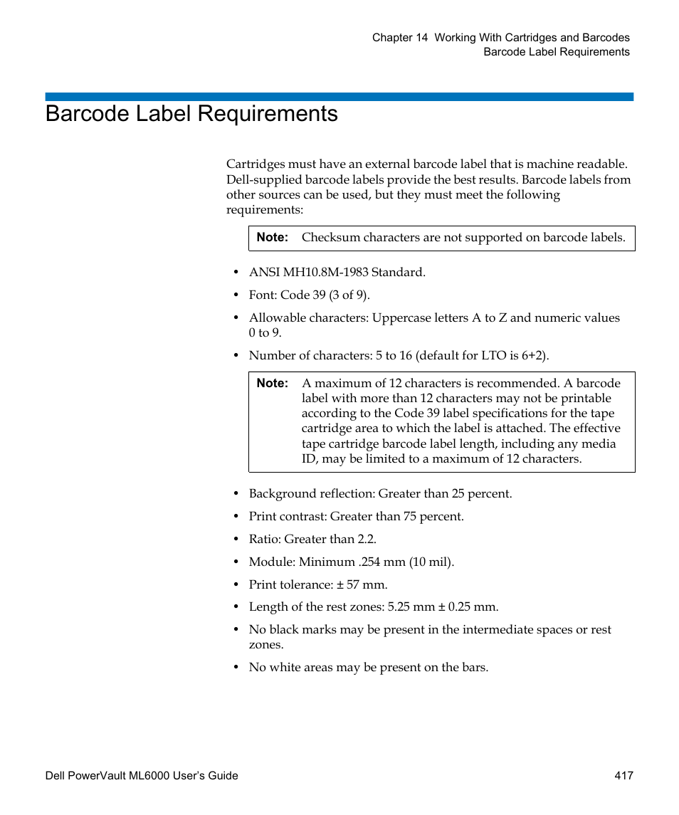 Barcode label requirements | Dell PowerVault ML6000 User ...