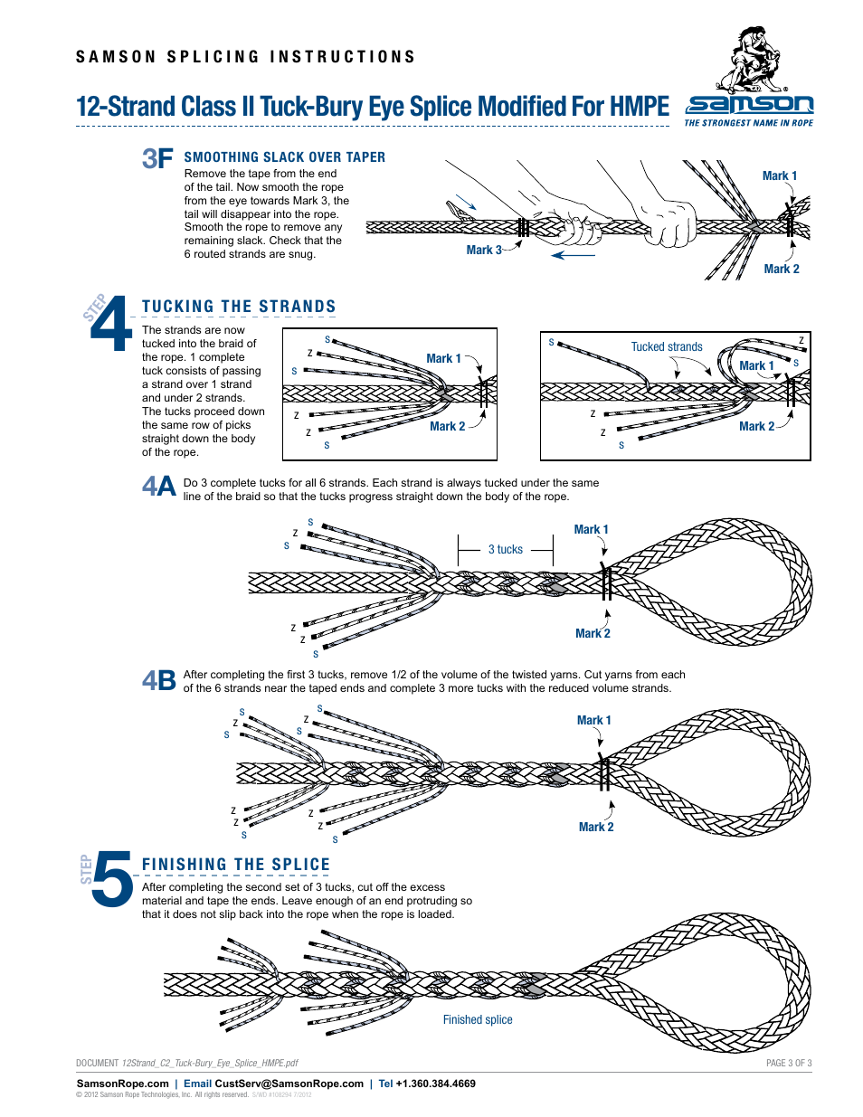 Samson 12-STRAND Class II Tuck-Bury Eye Splice Modified for HMPE