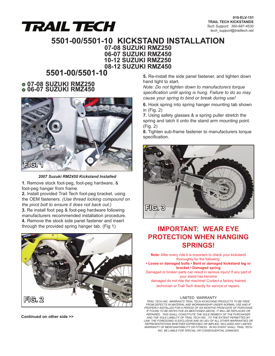 Trail Tech 5402-00 Kickstand
