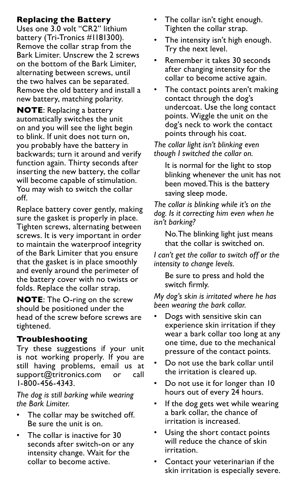 tri tronics bark limiter manual