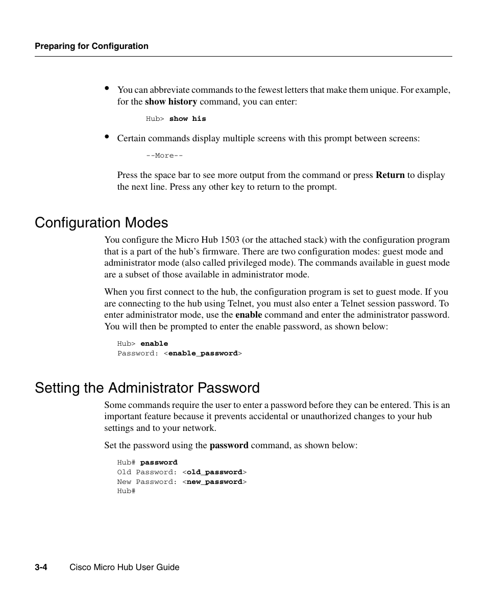 Configuration modes, Setting the administrator password | Cisco 1503 User Manual | Page 4 / 48