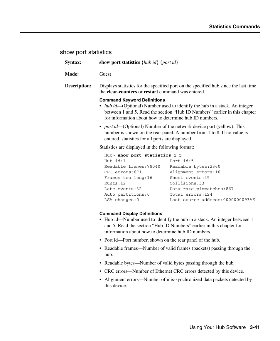 Show port statistics | Cisco 1503 User Manual | Page 41 / 48
