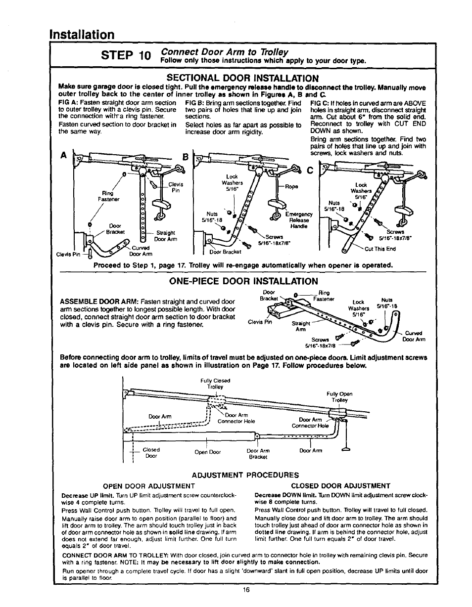One-piece door installation, Ctpp -in, Installation | Craftsman 1/2HP