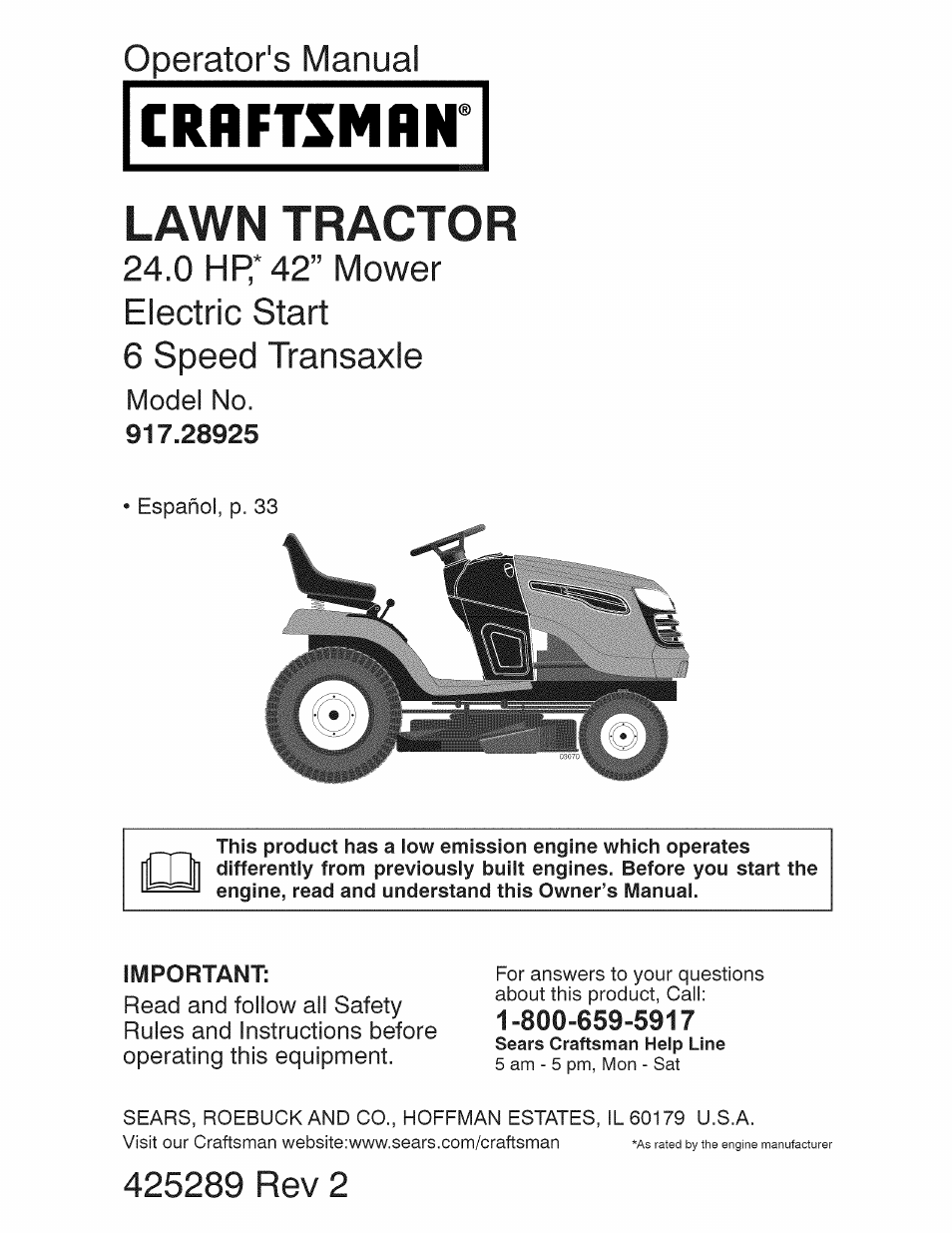 Craftsman 917 28925 User Manual 64 Pages