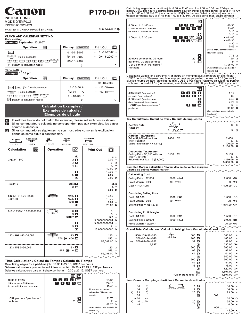 Canon P170-DH User Manual | 4 pages | Original mode