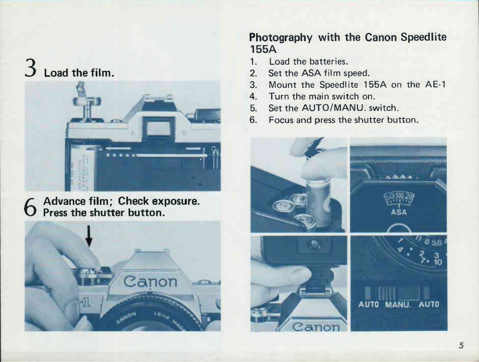 Canon AE1 User Manual Page 5 / 138 Original mode