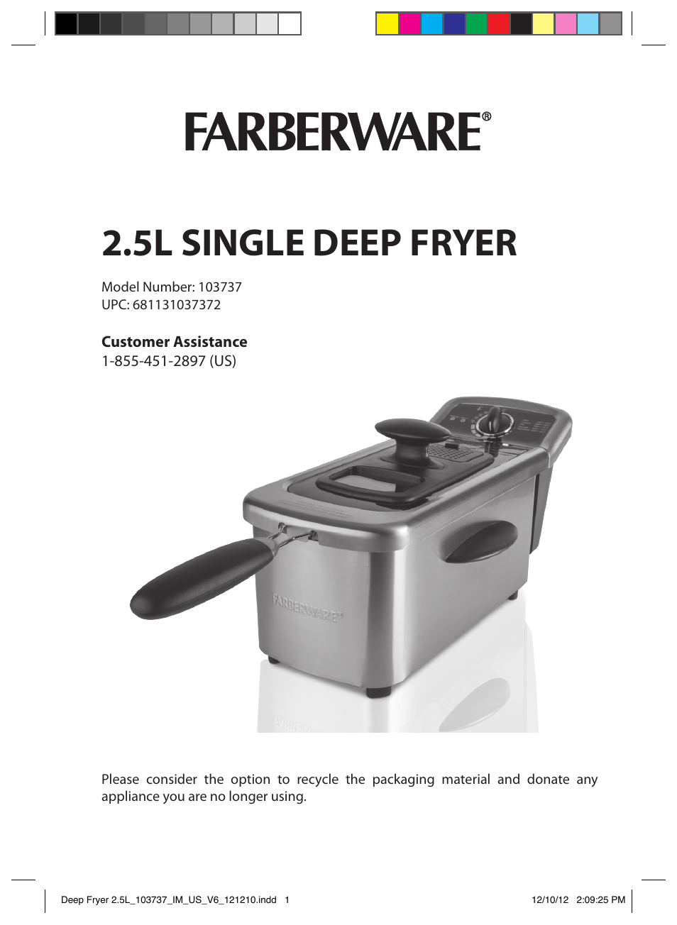 FARBERWARE 103737 2.5L Dual Deep Fryer User Manual | 15 pages