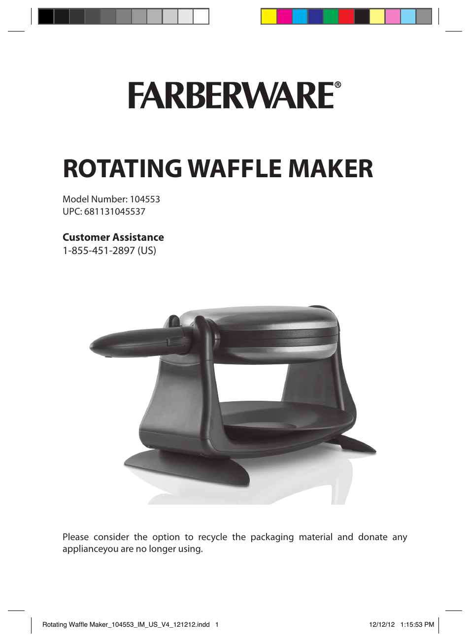 farberware flip waffle maker instructions