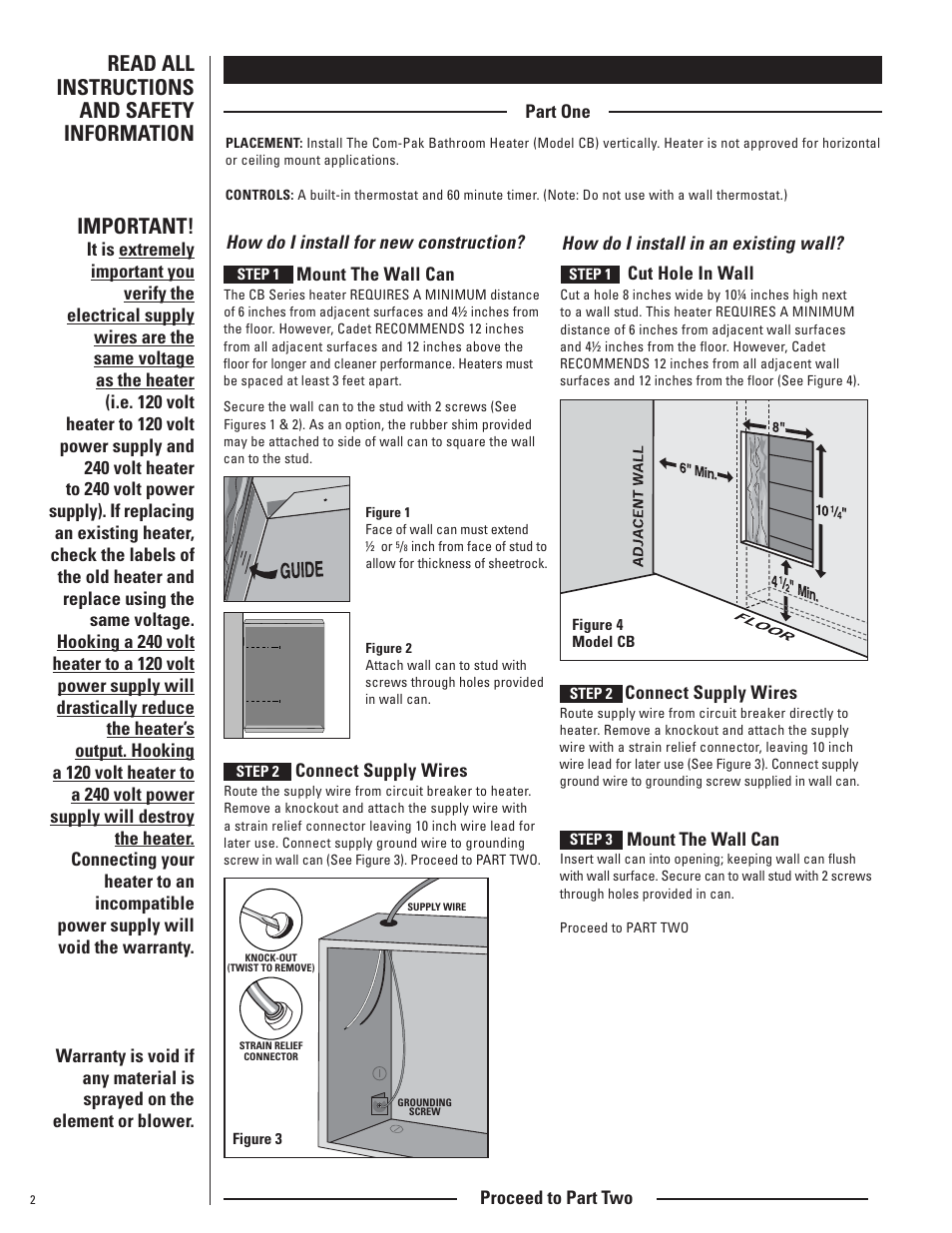 Installation Instructions Cadet Cb103t User Manual Page 2 11