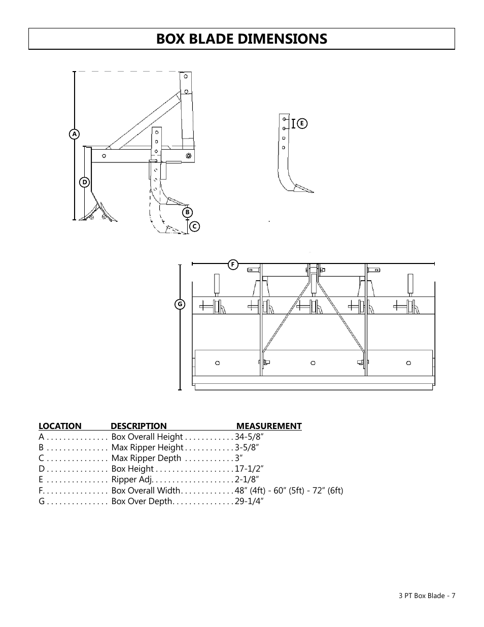 Box Blade Dimensions Modern Ag Competitor Box Scraper User Manual Page 7 10 Box Blade Dimensions Modern Ag Competitor Box Scraper User Manual Page 7 10