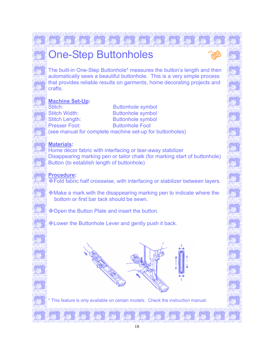 One-step buttonholes | SINGER 6550-WORKBOOK Scholastic User Manual | Page 22 / 59