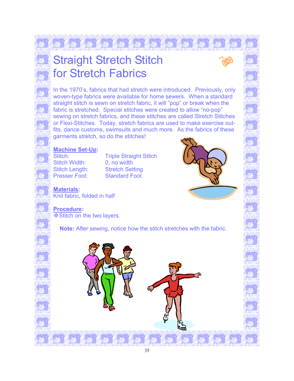 Straight stretch stitch for stretch fabrics | SINGER 6550-WORKBOOK Scholastic User Manual | Page 39 / 59
