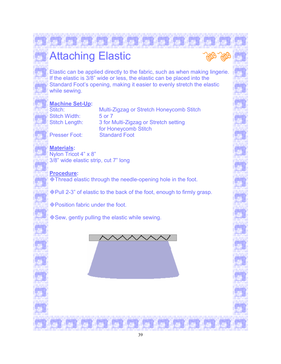 Attaching elastic | SINGER 6550-WORKBOOK Scholastic User Manual | Page 43 / 59