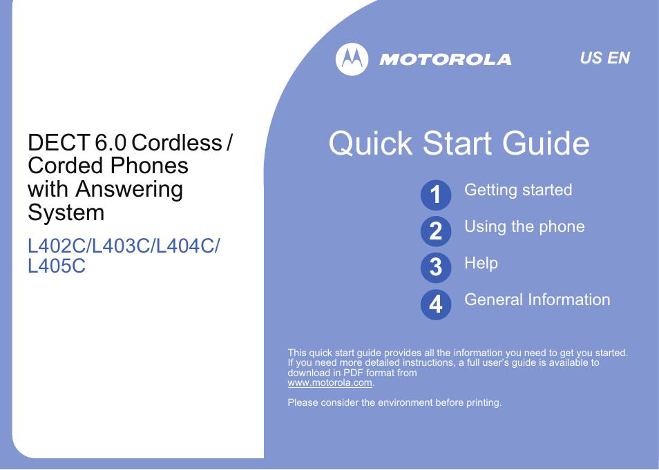 Motorola L402C User Manual | 8 pages