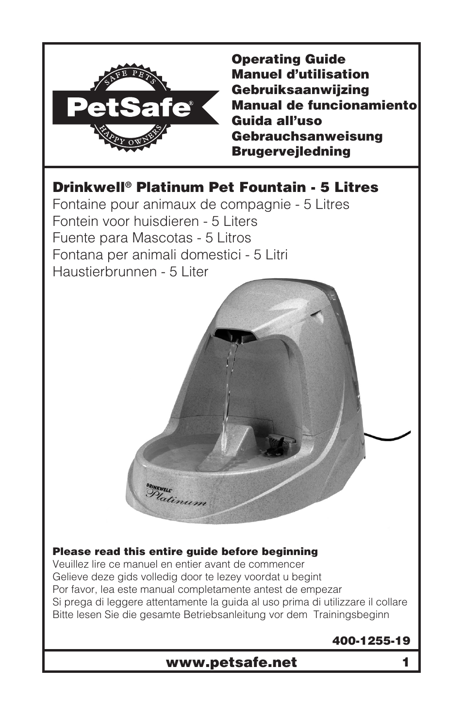 Petsafe Drinkwell® Platinum Pet Fountain User |