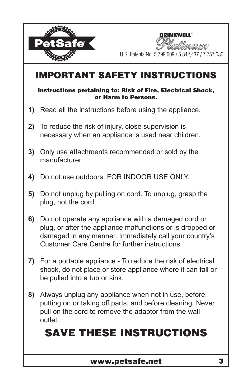 Save these instructions, Important safety instructions | Petsafe