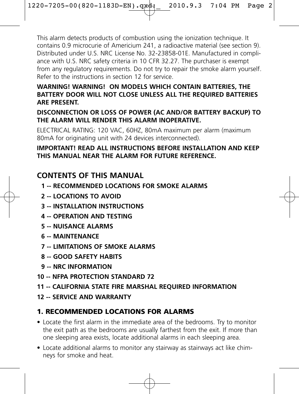 Contents of this manual | Kidde i12080A User Manual | Page 2 / 17