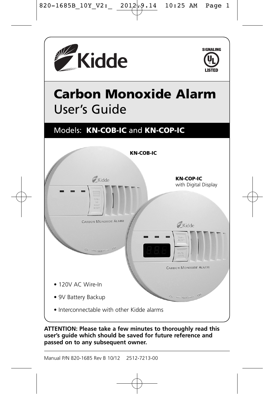 Kidde Kn Cob Ic User Manual 23 Pages Also For Kn Cop Ic