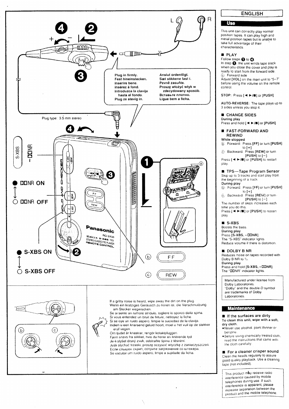 English, Ozzd, S-xbs off | Panasonic RQ-SX56 User Manual | Page 3 / 4