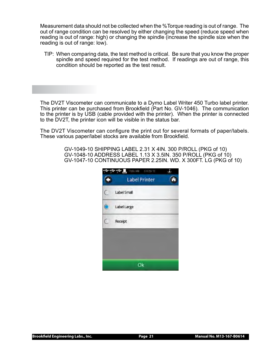 Brookfield DV2T Viscometer User Manual | Page 21 / 95