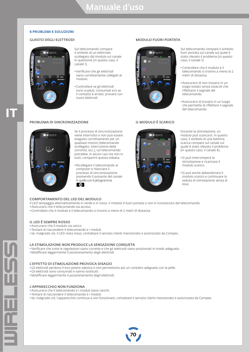 compex batteria scarica