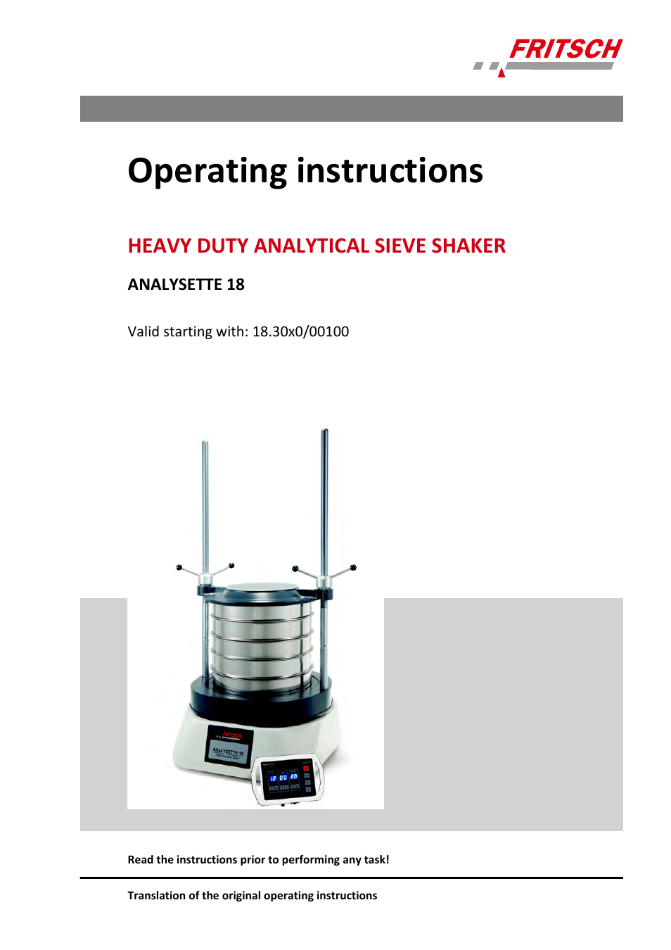 FRITSCH ANALYSETTE 18 User Manual | 40 pages