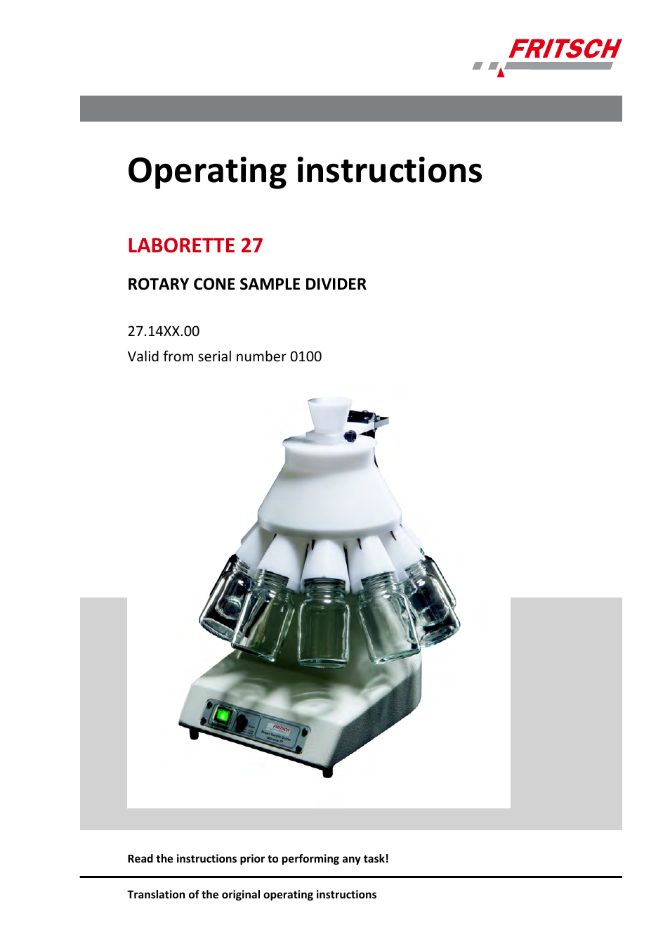 FRITSCH LABORETTE 27 User Manual | 36 pages