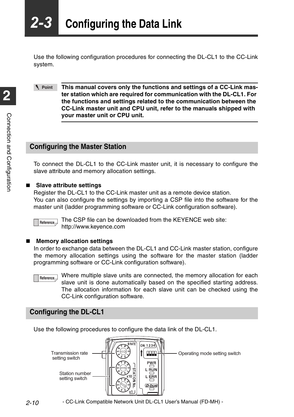 3 Configuring The Data Link Configuring The Master Station Configuring The Dl Cl1 Keyence Dl Cl1 User Manual Page 26 72 3 Configuring The Data Link Configuring The Master Station Configuring The Dl Cl1 Keyence Dl Cl1 User Manual Page 26 72