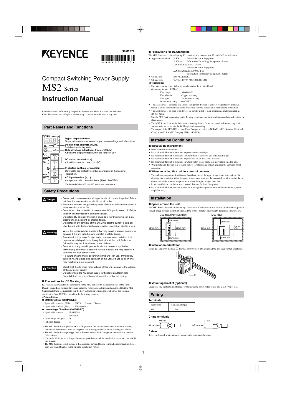 KEYENCE MS2 Series User Manual   2 pages