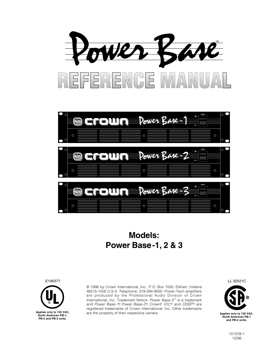 Crown Power Base 3 User Manual 21 Pages Also For Power Base 1 Power Base 2