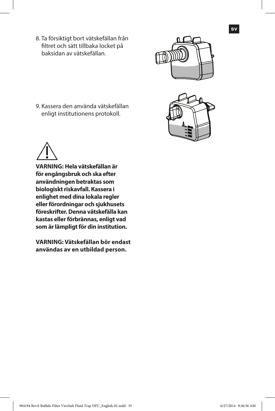 kerne sandsynligt børste Buffalo Filter ViroSafe Fluid Trap User Manual | Page 35 / 40