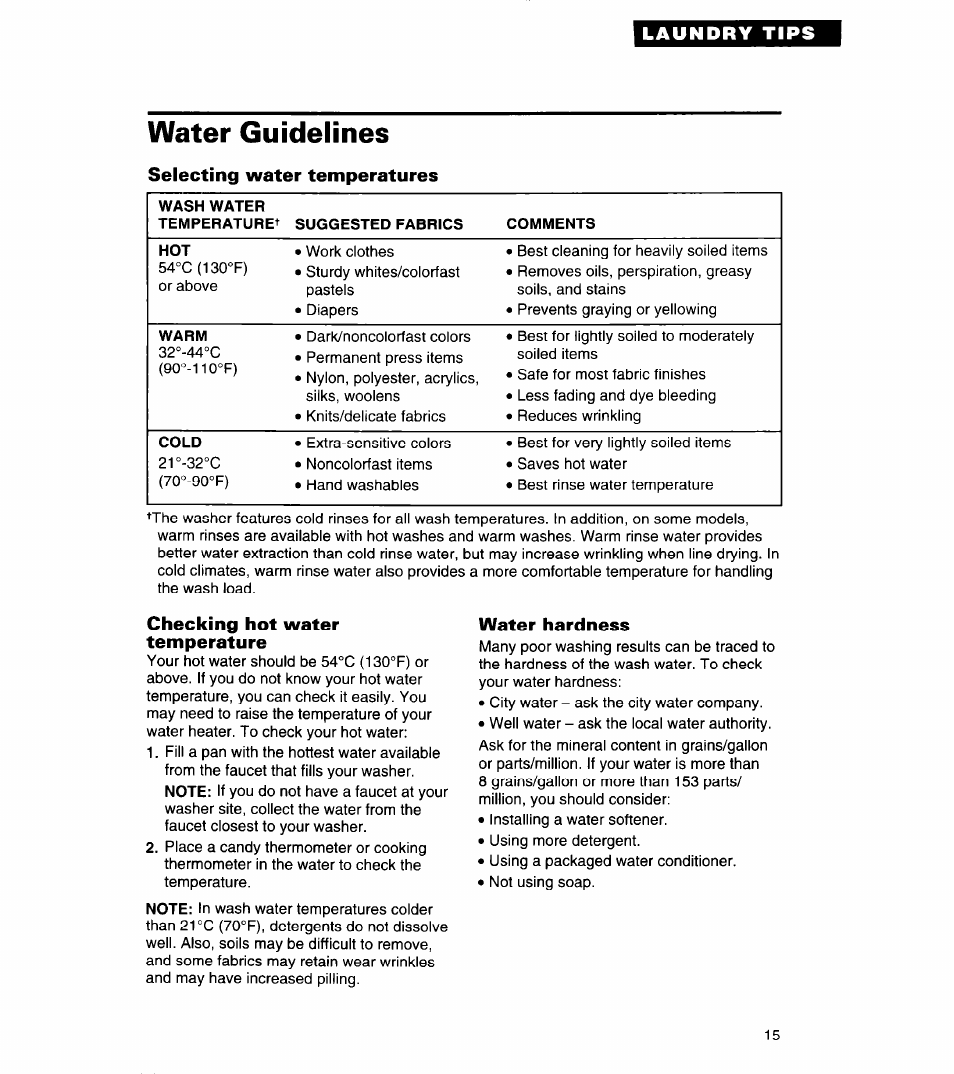 washing white clothes water temperature