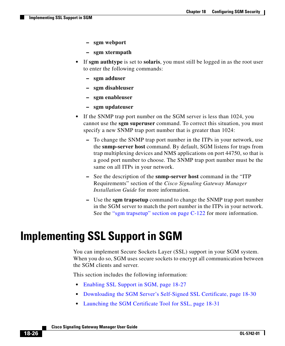 Implementing ssl support in sgm | Cisco OL-5742-01 User Manual | Page 26 / 42