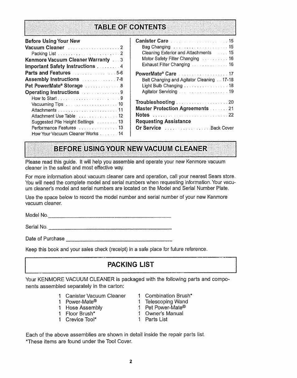 Kenmore 116.28615 User Manual | Page 2 