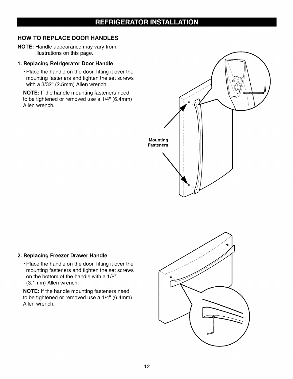 How To Replace Door Handles Replacing Refrigerator Door Handle Replacing Freezer Drawer Handle Kenmore Elite 795 7104 User Manual Page 12 36