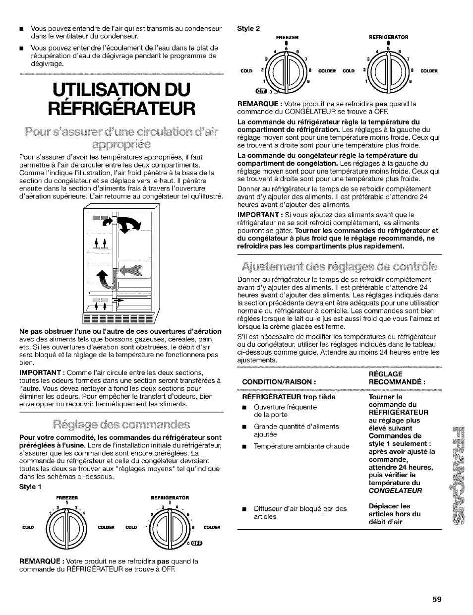 Ujilisajion Du Style 2 Cqndition Raison Kenmore Coldspot 106 User Manual Page 59 76 Original Mode