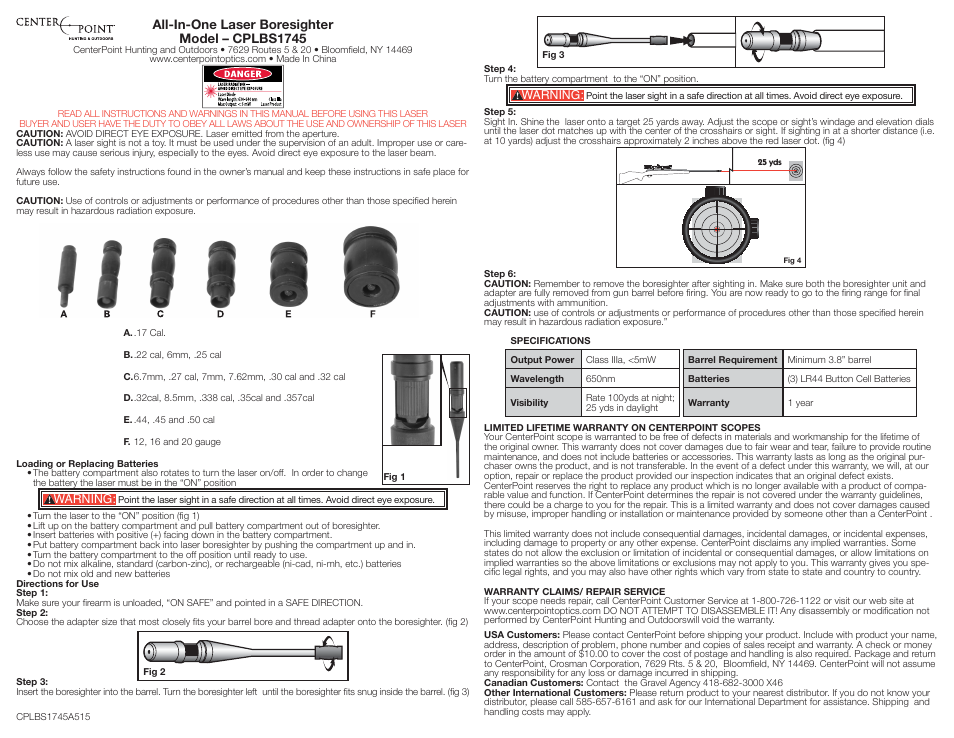 Crosman CPLBS1745 User Manual | 1 page