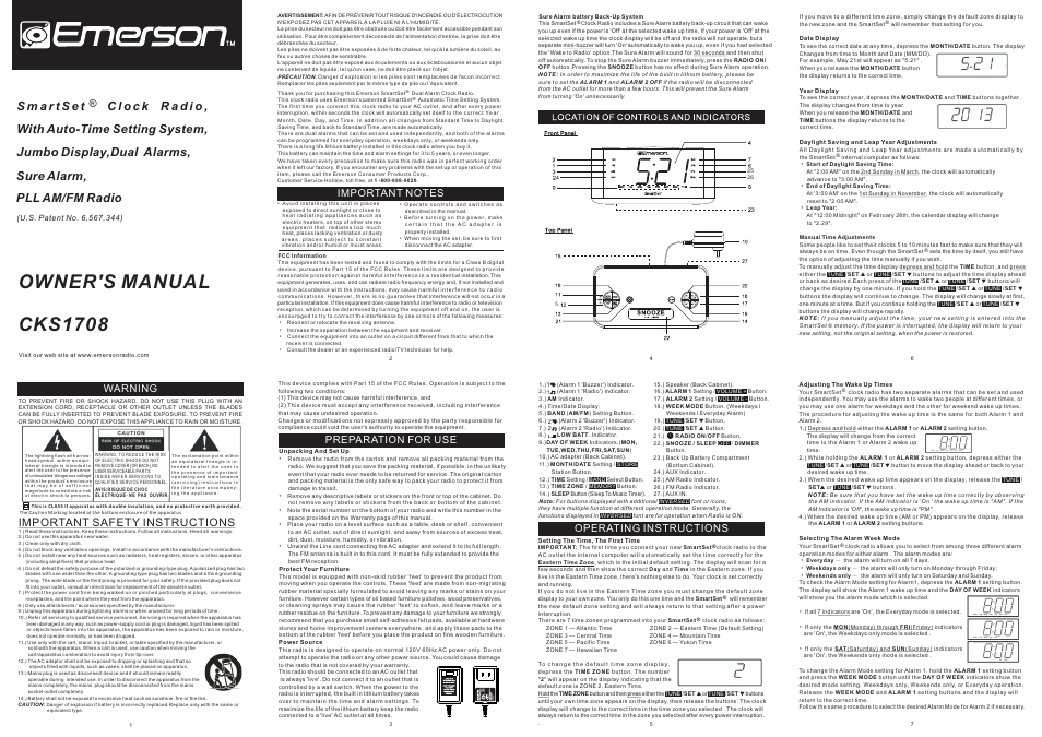 Emerson Radio CKS1708 User Manual | 2 pages | Original mode